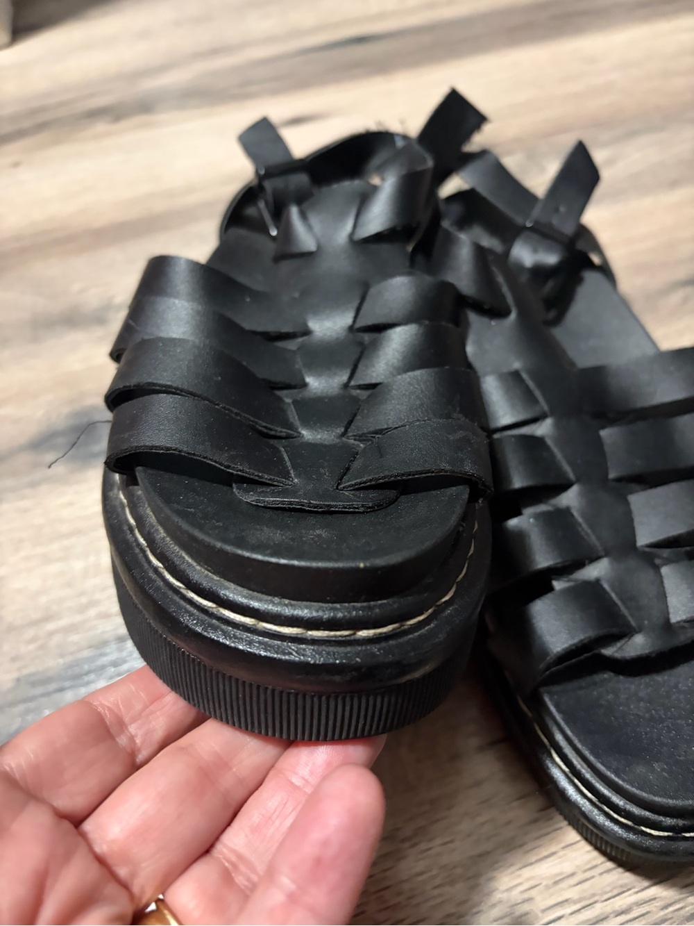 a new day Black Woven Dr. Marten Strappy Women's Sandal dupe - size 8 - Picture 2 of 6